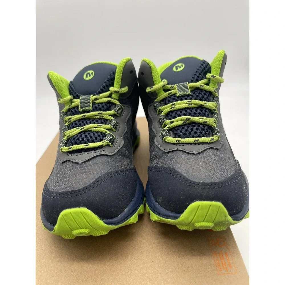Merrell Kids Moab Speed Mid Navy/Grey/Lime Shoes MK265212 Size 10.5 W Box No Lid